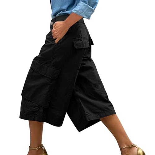 Capris Pants for Women Wide Leg Cargo Capris with Pockets Summer Casual Athletic Lightweight Hiking Capri Shorts
