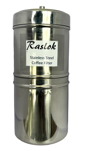 Raslok South Indian Stainless Steel Coffee Maker | Convenient 6-7 Cup Coffee Maker | Decoction Maker Brewer Dripper,Coffee Filter- 400ml