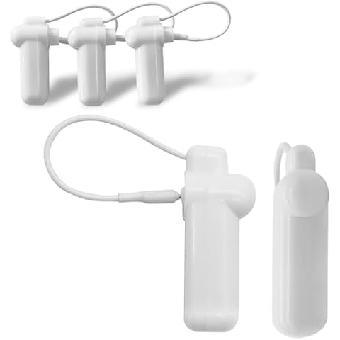 Security Tags with Lanyard, 100pcs Hard Tags Reusable Clothing Tag with String Compatible with RF 8.2Mhz EAS Checkpoint Security System (White) Cover