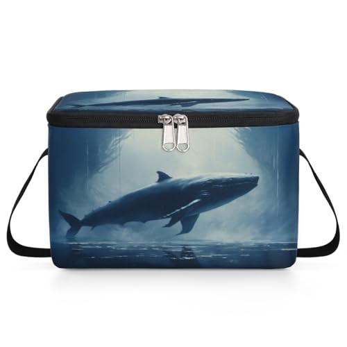 GzLeyigou Underwater Shark Lunch Bags for Women Men 9 Cans, Hot & Cold Food Delivery Bag Insulated Grocery Bag Insulated Lunch Box Shark Cooler Bag for Office Work Picnic Beach