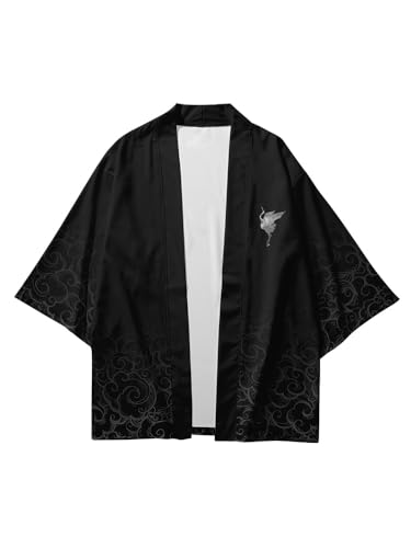 Image of DOVWOER Women's and Men Cardigan Jackets Japanese Kimono Casual Open Front Lightweight Coat