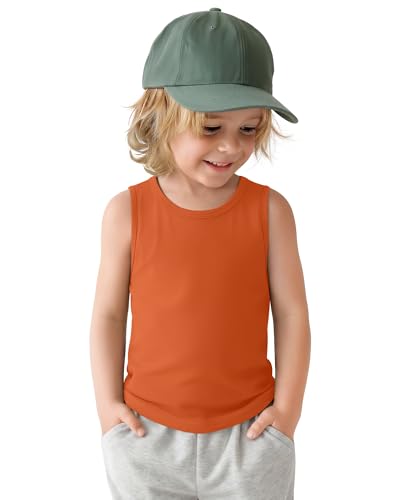 Vinsatin Toddler Boys Tank Tops Sleeveless Cotton Shirts Summer Slim Fit Crew Neck Undershirts Basic Soft Casual Tees(Orange,5T)