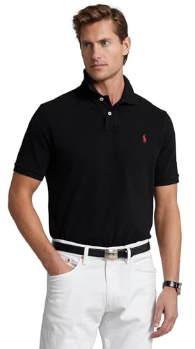 Image of POLO RALPH LAUREN Men's Classic Fit Mesh Pony Logo Polo Shirt (M, NewBlack)
