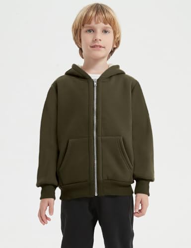 Image of Kids Sherpa Lined Zip Up Hoodie Winter Warm Fleece Jacket 4-15Y
