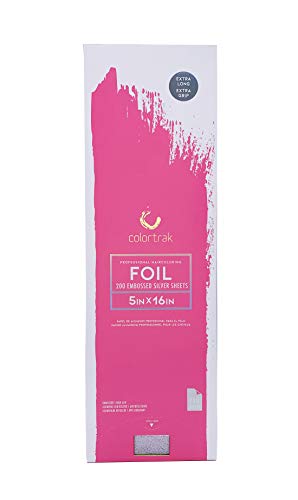 Colortrak Embossed Hair Coloring Foil Sheets, Professional, Convenient 5 x 16 inch Extra Long Pre-cut Sheets, Easy to Grab During Processing, Silver, No Separating Tissues Need, 200 Sheets Per Box