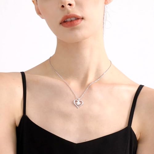 Moissanite Heart Necklaces for Women, Gifts for Wife, 1-3 Carat Moissanite 925 Sterling Silver Love Jewelry, Birthday Wedding Anniversary Christmas Valentines Engagements Gifts for Wife Women Her Girlfriend Mom2