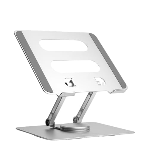 MegaStro Laptop Stand with 15kg Load Bearing – Adjustable Elevation, Ventilated Anti-Slip Design, 360-Degree Rotation – Compatible and Brands – Made with Aluminum (Metallic Silver) MegaStro Laptop Stand with 15kg Load Bearing – Adjustable Elevation, Ventilated Anti-Slip Design, 360-Degree Rotation – Compatible and Brands – Made with Aluminum (Metallic Silver)