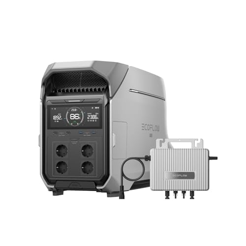 EcoFlow Delta Pro 3 tragbare Powerstation 4096Wh, 0% VAT WLAN Stream Mikrowechselrichter 800W, LiFePO4-Batterie, 4000W AC Ausgängen, erweiterbar auf 12kWh, für Zuhause, Stromausfall, Reise, Camping