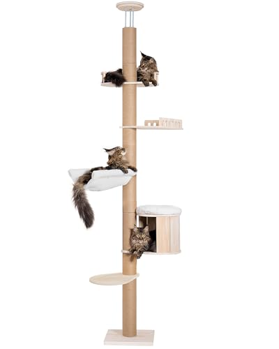 Tall Floor to Ceiling Cat Tree for Large Cats, Cat Tower with Scr...