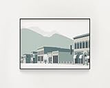 Silverton Colorado Architecture Print Town Rocky Mountain Wall Art Green