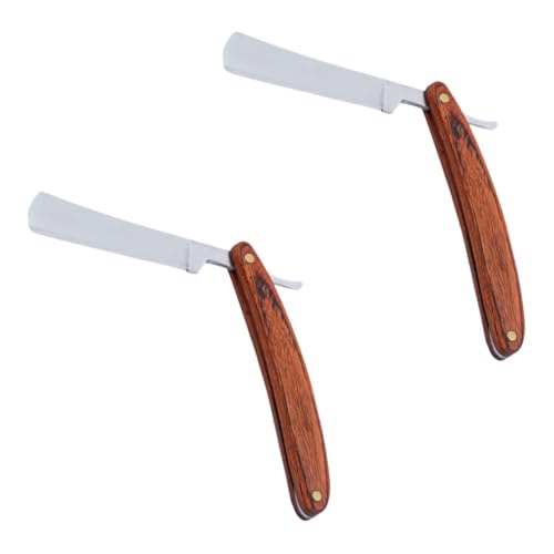 FOMIYES 2pcs Manual Razor Wooden Handle Multi-use Shaver for Hair Beard Eyebrows Compact