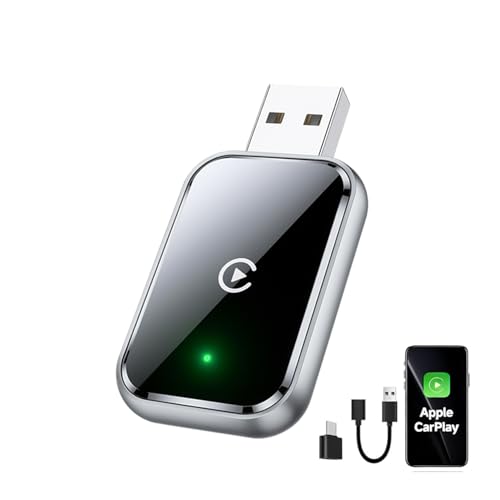 Wireless carplay Adapter for iPhone(IOS10+).Phone-car connectivity. Wired to Wireless Smart car Machine Interconnection abox- No Latency from Phone to Screen.Mini Size with Extended USB-A and Type-C