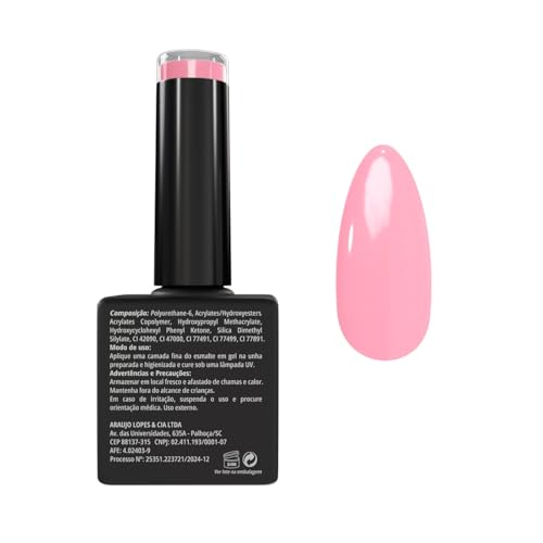 Esmalte em Gel, Rosa Candy, 8ml, Cobertura Uniforme, Brilho Duradouro - American Burrs Nails