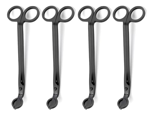 Aroparc Candle Wick Trimmer Cutter, 7 Inch Bulk Wick Candle Accessories, Candle Care Wick Clipper Cutter, Scissors - Black 4PCS
