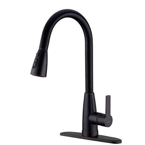 GICASA Commercial Pull Out Sprayer Single Handle Oil Rubbed Bronze Kitchen Faucet, Pull Down Kitchen Sink Faucet