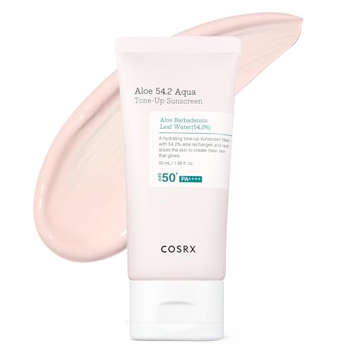 COSRX Aloe 54.2 Aqua Tone up Sunscreen SPF 50, protector solar hidratante tintado para pieles sensibles, protección UV, no graso, protector solar coreano, cuidado de la piel coreano
