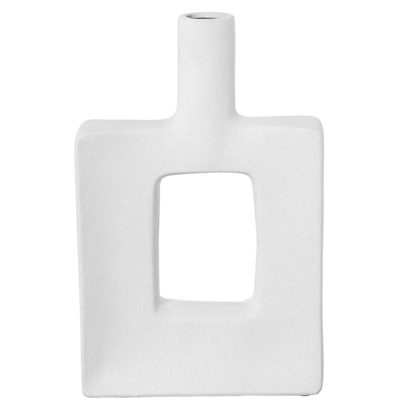 Vase en céramique blanche DRW design épuré pour salon moderne - 3