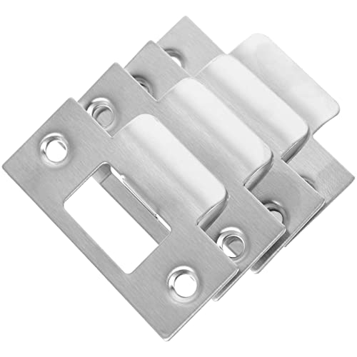 TOVINANNA 4 Piezas Cerradura Redonda Completa Placa De Cerradura De Puerta Pestillo Muerto De Acero Inoxidable Placa De Refuerzo De Puerta Reemplazo Placa De Cerradura De Labio Extendido