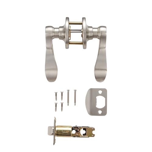 Levier de porte finition nickel satiné haut de gamme Design House 191387 avec charnières
