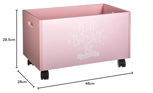 Coffre à jouets rose en bois MDF Well Home design