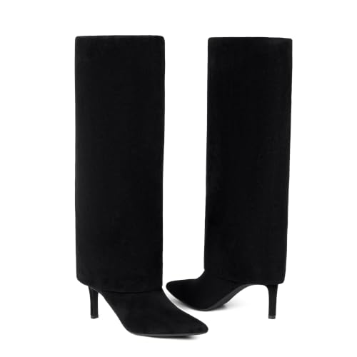 Image of VIUGJNEX Fold Over Boots for Women Fall Tall Knee High Boots
