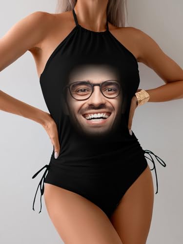 Custom Face Swimsuit Personalized Halter Tankini Swimwear with Any Text Photo Bathing Suit for Women(USA Shipped)4