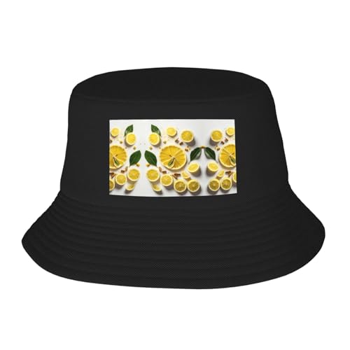 Chapeau cloche athlétique unisexe jaune citron pour sports de plein air chapeaux d'été pliables, noir, taille unique