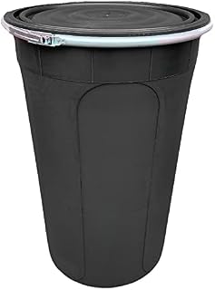 210L Large Shipping Drum, Plastic Barrel Drum Strong Industry Container for Export and Import Transportation Ship Drum UN Approved with Secure Clasp Lid 210 Litre Drum