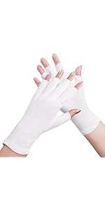 4 Pairs Cotton Gloves Touchscreen, 100% White Cotton Gloves for Dry Hands, Fingerless Moisturizin...