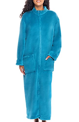 Image of Alexander Del Rossa Long Zip Up Robes, Plush Zipper Robes for Plus Size, Housecoats Zipper Front