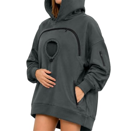 Pet Pouch Hoodie for Women with Pocket Cat Dogs & Snack Carrier Hoodies - image 2