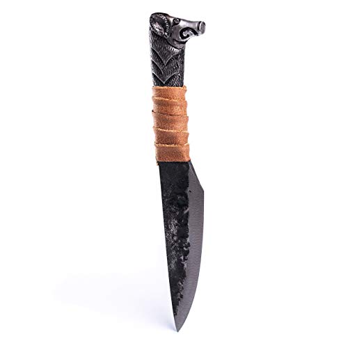 Image of Norse Tradesman Viking Knife, Boar Hilt, 5.5 in Carbon Steel Blade