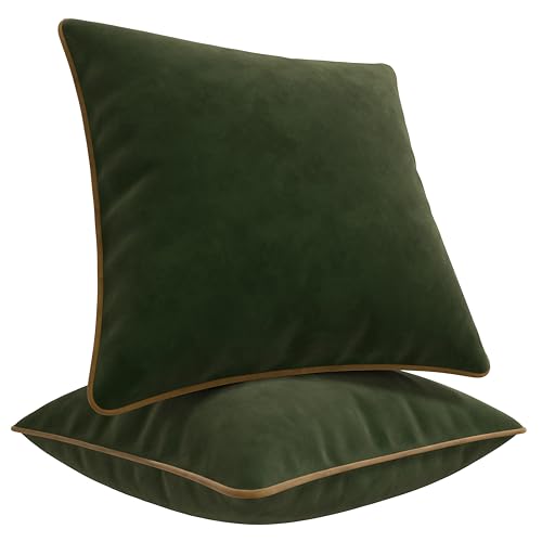 Blau Marité Set di 2 Fodere decorative per Cuscino. Modello OXFORD. Realizzate in velluto extra morbido. Design moderno con bordo a contrasto. Imbottitura non inclusa. (50x50cm, Verde)