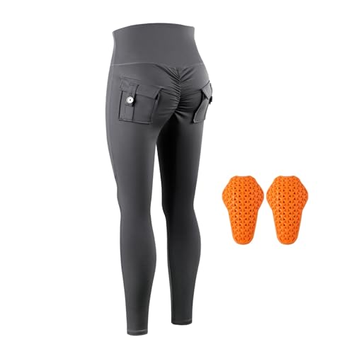 WOSAWE Legging de yoga pour femme avec genouillères amovibles - Pantalon cargo relevant les fesses - Gris - Taille L