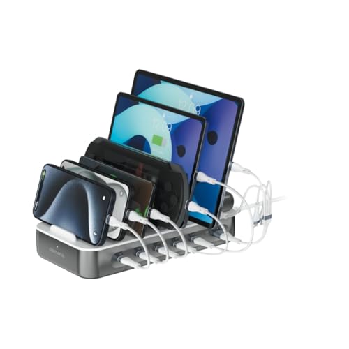 4smarts Charging station Team 100W 1x USB-A port 5x USB-C ports includes 6 cables space grey
