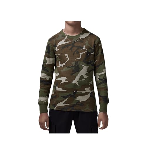 Jordan Brooklyn Essentials Big Kids' Camo Long Sleeve Top (Medium Olive, 95D518-E6F)