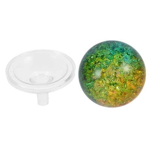 Cabilock Boule Verre Décorative Effet Glace Craquelée pour Fontaine et Aquarium Ornement Sphère Colorée pour Maison et Bureau Support Plastique Inclus