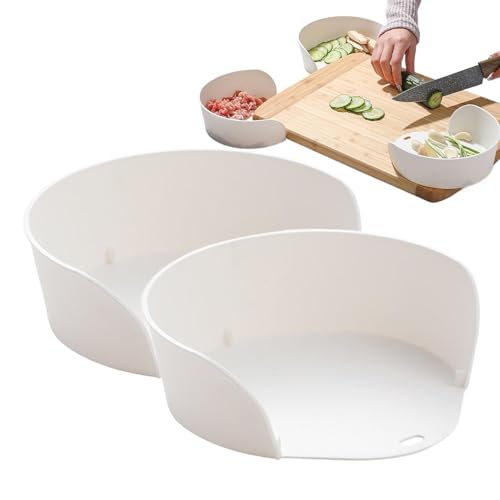 Cuenco De Preparación Bajo Tabla De Cortar | 2 Utensilios de Cocina,Plato Preparación para Tabla De Cortar | Para Padres Chefs Cocina Diaria Dormitorio Apartamento Camping-Car Fiestas
