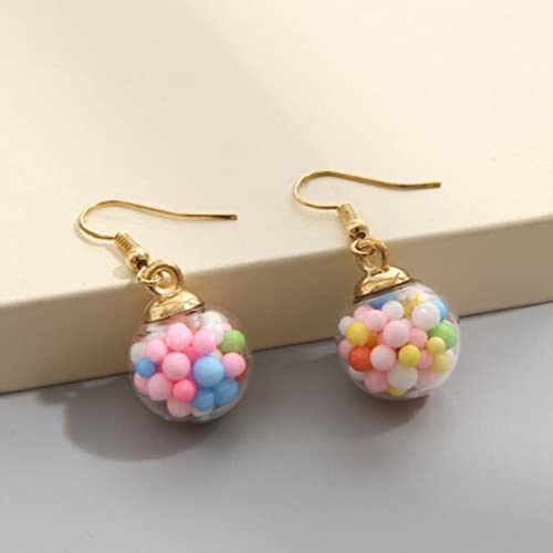 Fashion Sweet Candy Color Earrings Round Pink Earrings Alloy Personality Earrings #TOP4