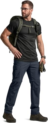Image of CQR Men's Convertible Cargo Tactical Pants, Water Resistant Outdoor Hiking Pants, Zip Off Lightweight Stretch Work Pants