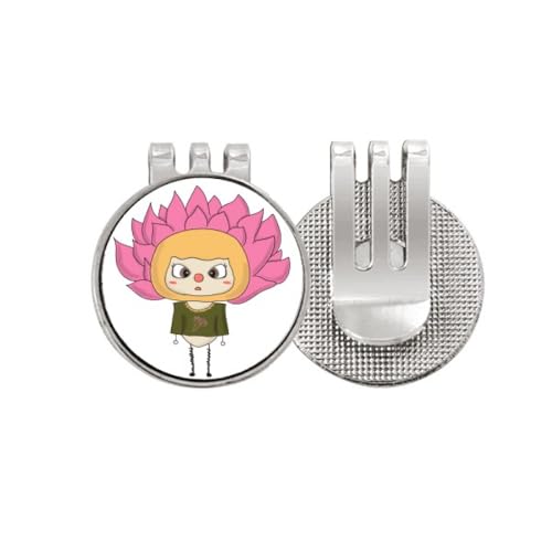 Marqueur de balle de golf décor lotus rose idée cadeau original pour golfeuse avec clip