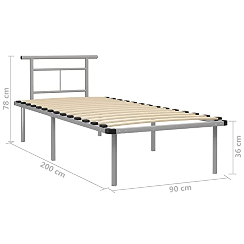 vidaXL Bettgestell, Metall, Grau, 90 x 200 cm – Bild 3
