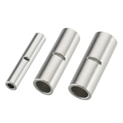 Baomain 75pcs Copper Metal Uninsulated Wire Ferrule Cable Crimp Terminals Butt Connector(10-12 AWG (4.0-6.0 mm2) / 14-16 AWG (1.5-2.5 mm2) / 18-22 AWG (0.5-1.0 mm2),Each Size 25 PCS