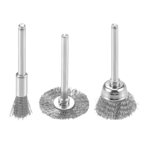 Image of uxcell Wire Brushes Wheels Stainless Steel Pen-Shape Bowl-Shape T-Shape Kit Accessories for Rotary Tools 9pcs