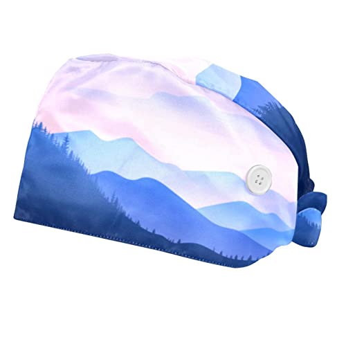 Chapeaux de travail respirants JDEZ : lot de 2 casquettes bouffantes motif montagne