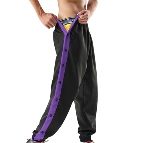 Men's Athletic Button Pants Lightweight Tear Away Basketball Sweatpants Quick Release Joggers Workout Training Trousers