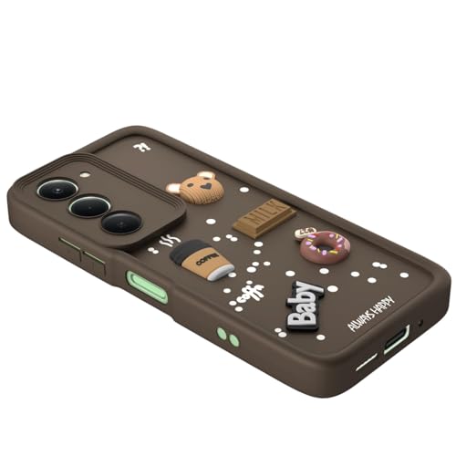 Image of Bintage Ball Bear| Donut| Milk Cake| Baby| Coffee Rubber Case Full Body & Camera Protection Back Cover Compatible for Realme P4 Lite 5G - Brown