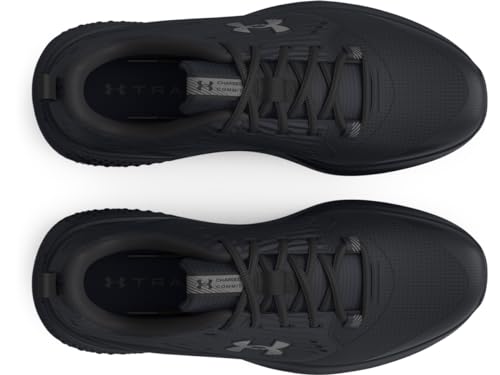 Under Armour UA Charged Commit TR 4 Baskets légères, chaussures de sport respirantes pour hommes, noir/noir/gris