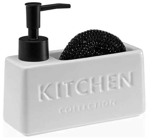 Distributeur de savon avec porte-éponge – Design moderne et fonctionnalité pour votre cuisine...