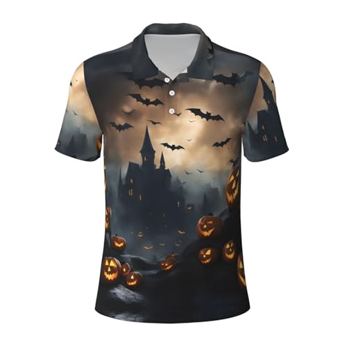 Polo homme imprimé chauve-souris Halloween haut d'été respirant